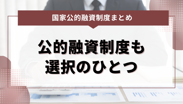 まとめ：国や自治体の公的融資制度でお金を借りるのも選択のひとつ